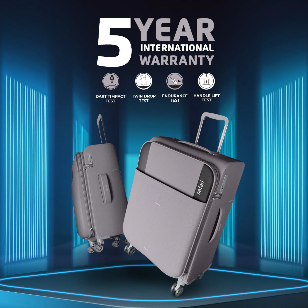 Safari Airpro Set of 3 Grey Lightweight Trolley Bags with 360° Wheels - Image 8