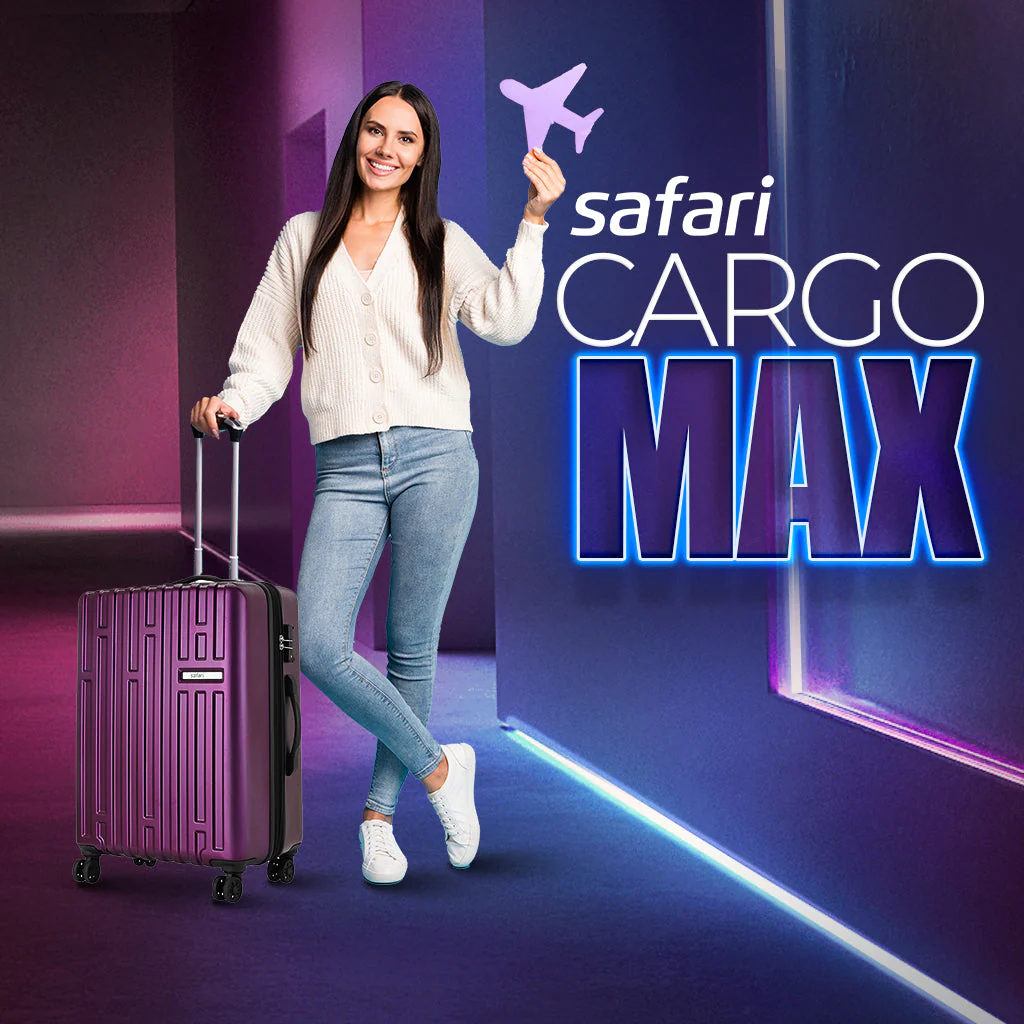 Safari Cargo Max Set of 2 Magenta purple Trolley Bags with Dual Wheels & Anti Theft Zipper - Image 8