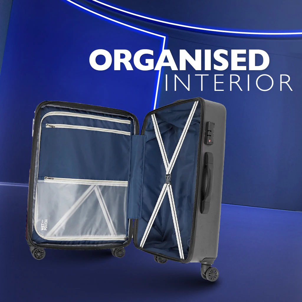 Safari Cargo Max Set of 2 Gun Metal Trolley Bags with Dual Wheels & Anti Theft Zipper - Image 5