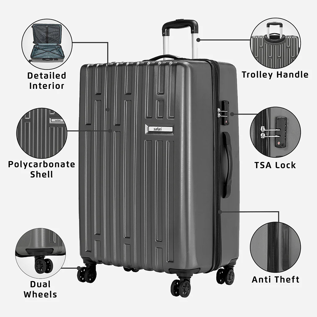Safari Cargo Neo Set of 3 TSA Lock Trolley Bags with 360° Wheels - Image 29