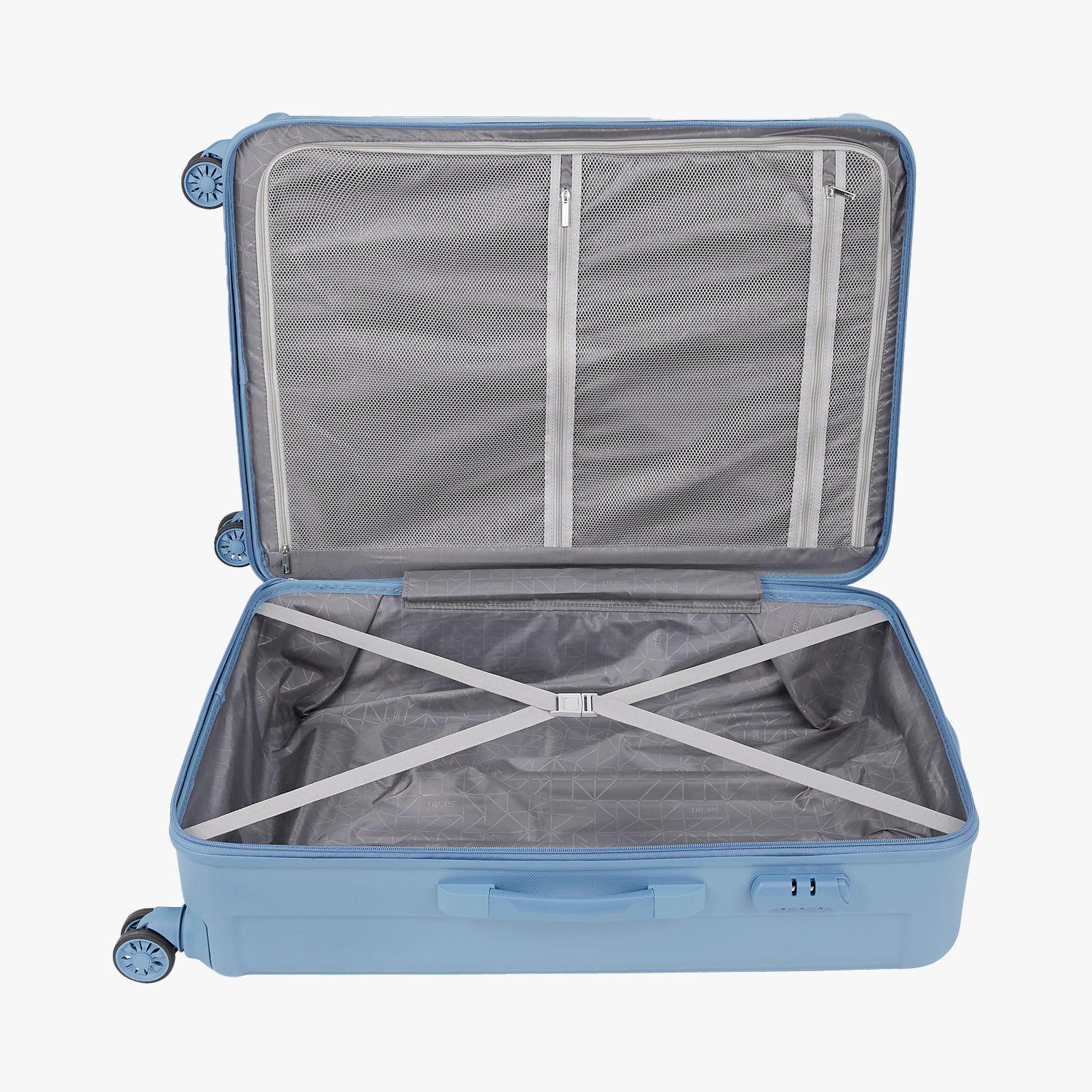 Safari Linea Pearl Blue Trolley Bag with Dual Wheels - Image 47