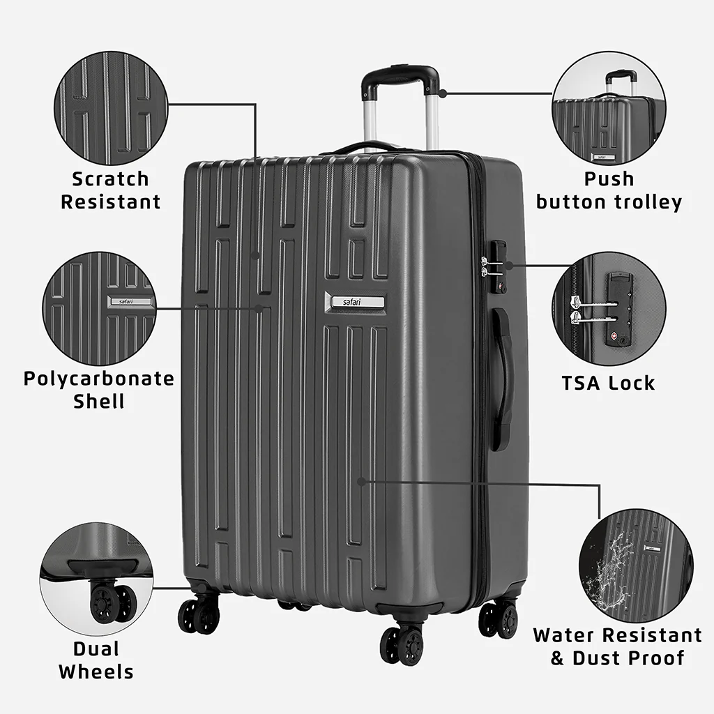 Safari Cargo Neo Gun Metal Trolley Bag with TSA Lock - Image 25