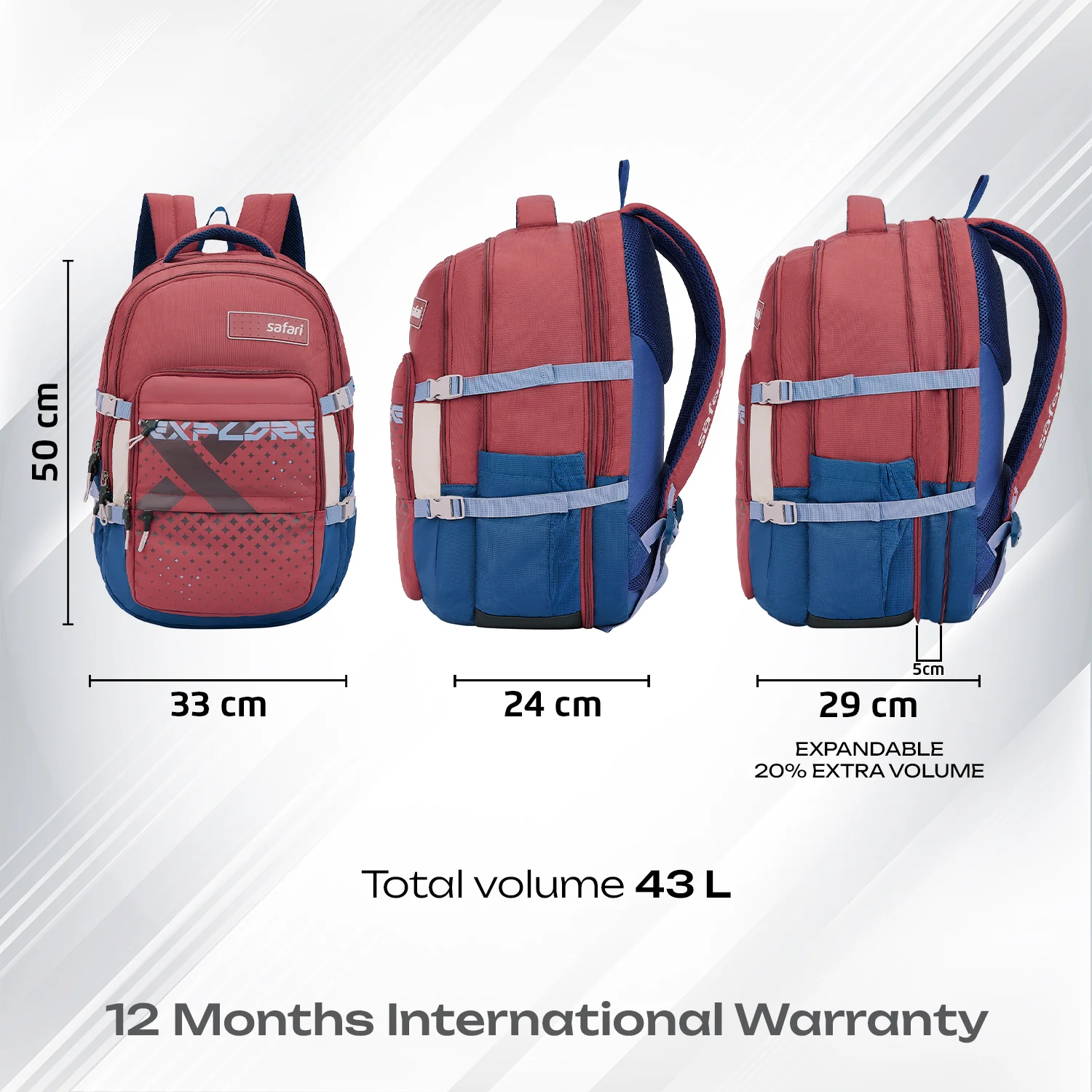 Safari Expand 43L Red Laptop Backpack - Image 10
